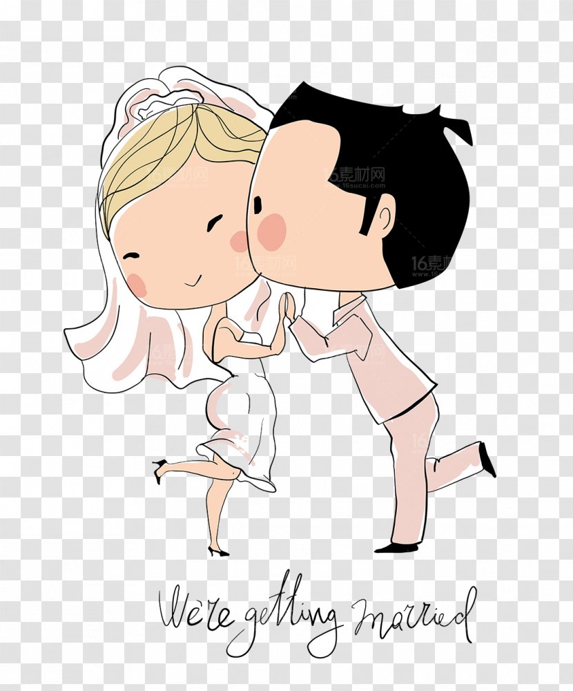 Wedding Invitation Bridegroom - Heart - Cute Cartoon Character Design Transparent PNG