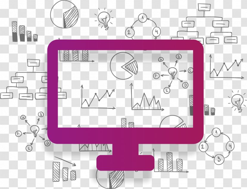 Infographic Computer Software Monitors Information - Vector Hand-drawn Transparent PNG