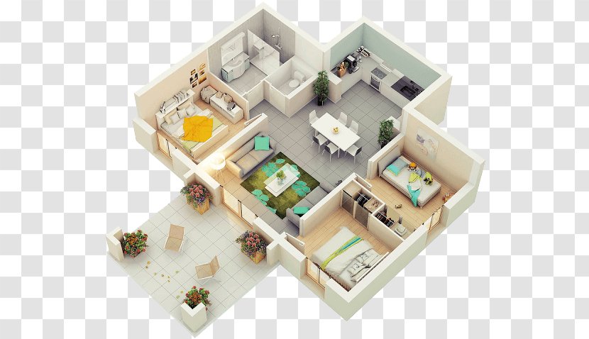 3D Floor Plan House Bedroom - Industrial Design Ideas Small Space Transparent PNG