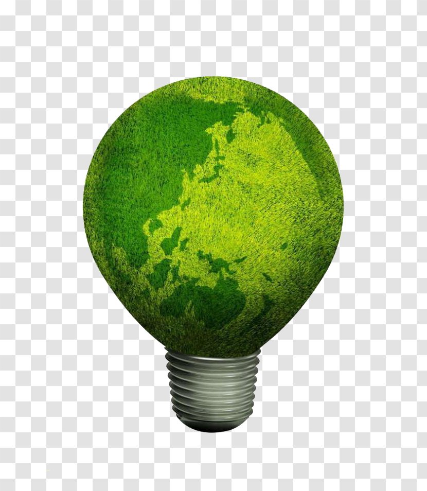 Earth Incandescent Light Bulb Illustration - Sphere - Green Grass Elements Transparent PNG