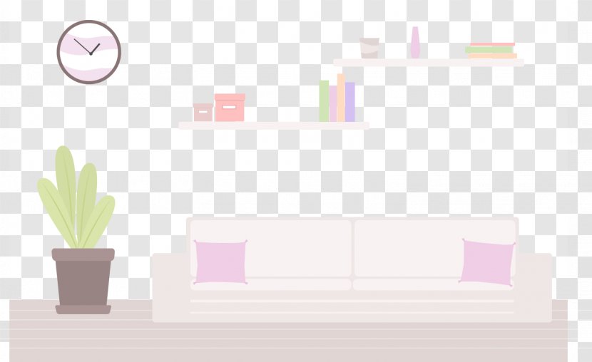 Living Room Couch - Pink - Sofa Table Vector Transparent PNG