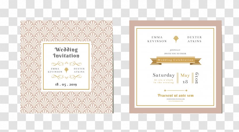 Brand Font - Product - Exquisite Cartoon Wedding Invitation Design Vector Material Transparent PNG