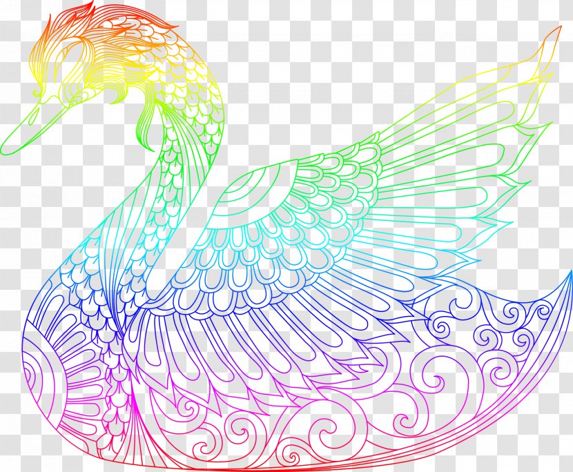 Koi Cygnini Goose Drawing Coloring Book - Beak - Vector Colorful Crane Material Transparent PNG