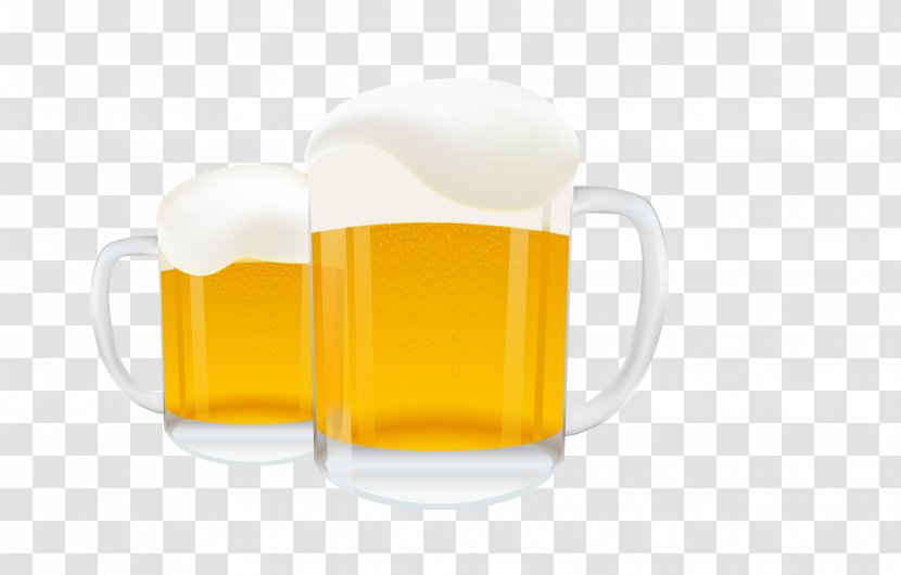 Wine Yellow Coffee Cup - Beer Glass - Vector Two Cups Transparent PNG
