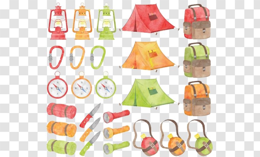 Camping Watercolor Painting Campfire Clip Art - Outdoor Recreation - Field Equipment Background Transparent PNG