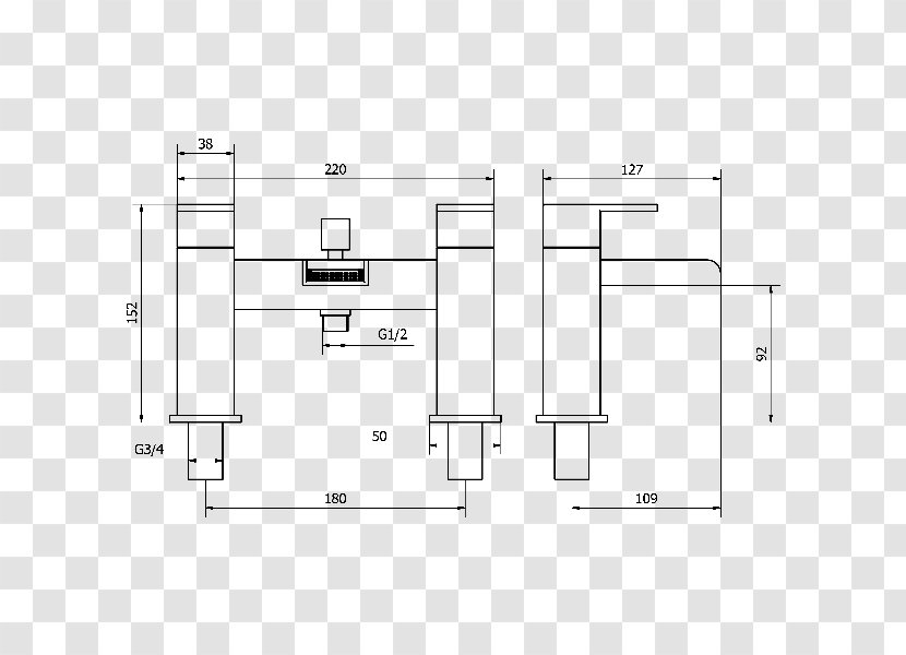 Floor Plan Technical Drawing Shower - Black And White - Gold Transparent PNG