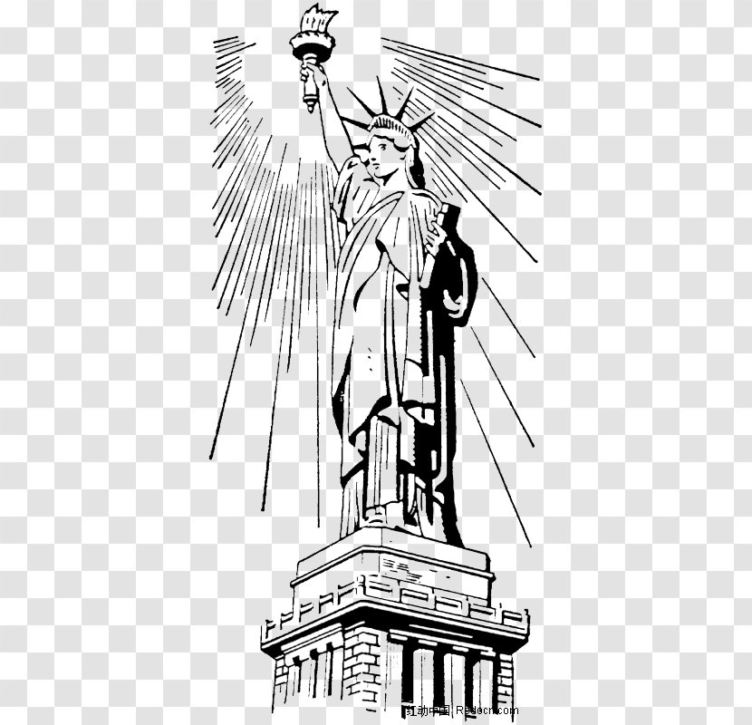Statue Of Liberty Black And White Illustration - Stock Photography - & Transparent PNG