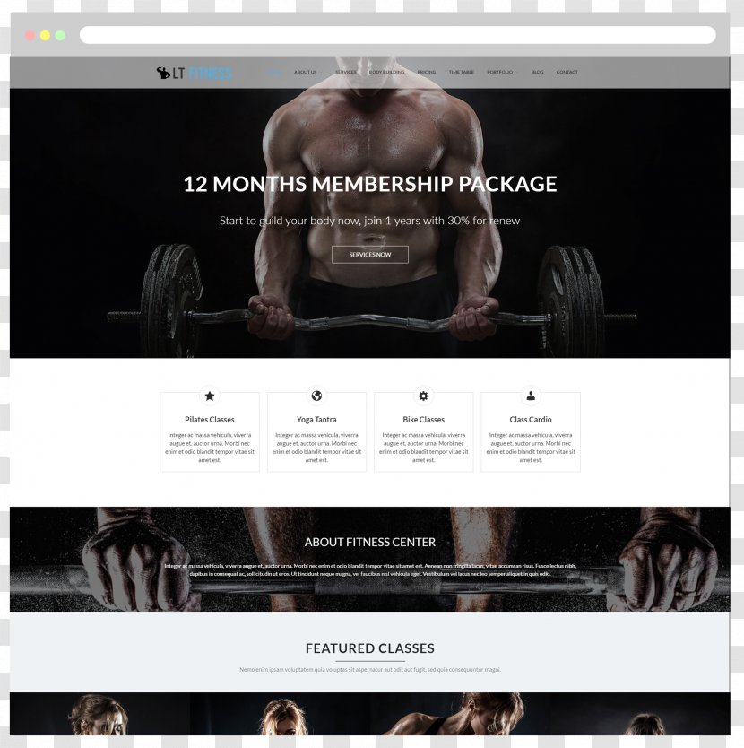 WordPress Theme Fitness Centre Responsive Web Design - Physical Transparent PNG