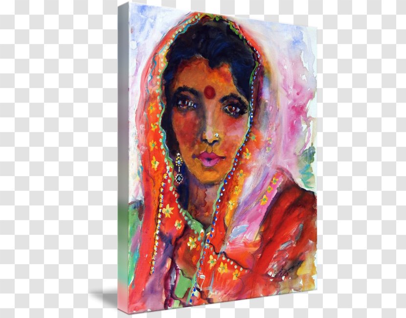 Modern Art Watercolor Painting Oil Women In India - Woman Transparent PNG