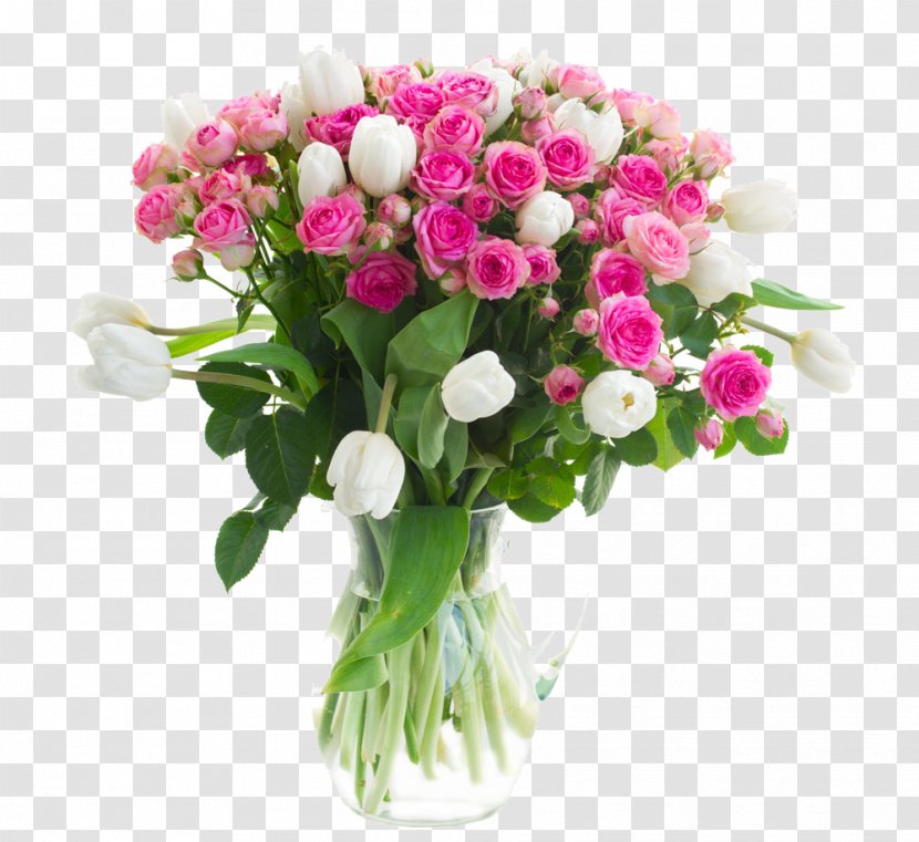 Tulips In A Vase Rose Flower Bouquet - Rosa Centifolia - Roses And Image Transparent PNG