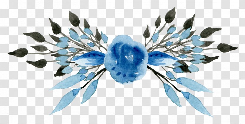 Wedding Invitation Blue Flower Clip Art - Color - Hand Painted Pattern Transparent PNG