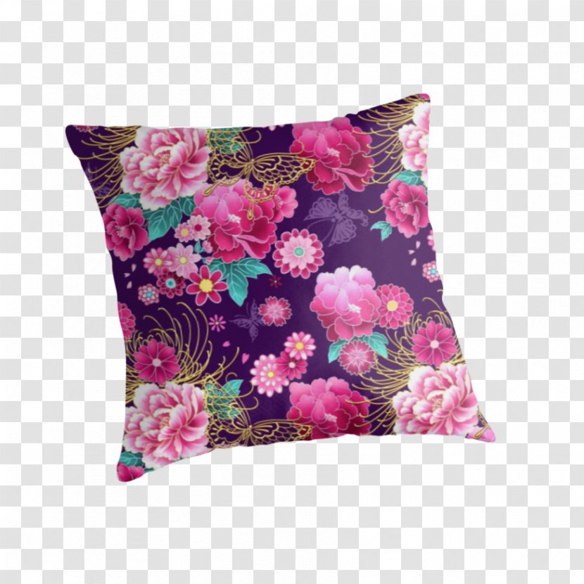 Throw Pillows Cushion Pink M - Purple Peony Transparent PNG