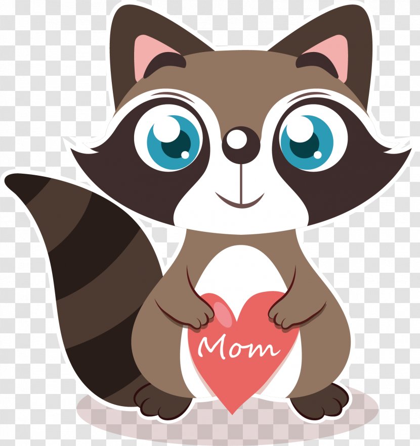 Mothers Day Illustration - Fathers - Mother 's Little Raccoon Transparent PNG