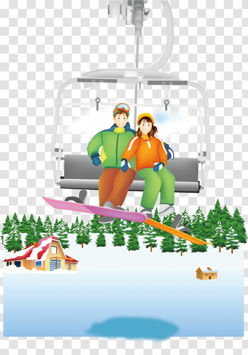 Skiing Winter Illustration - Woman - Tram Play Transparent PNG