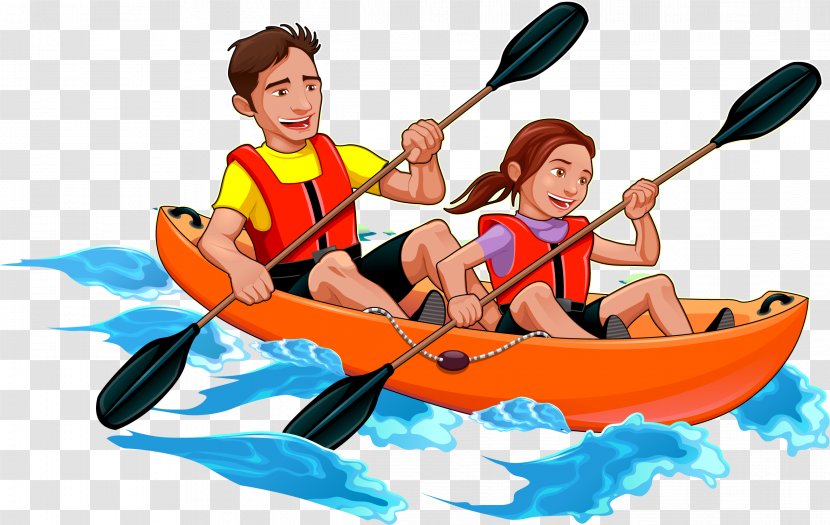 Kayak Canoe Father Illustration - Vector Double Boat Transparent PNG