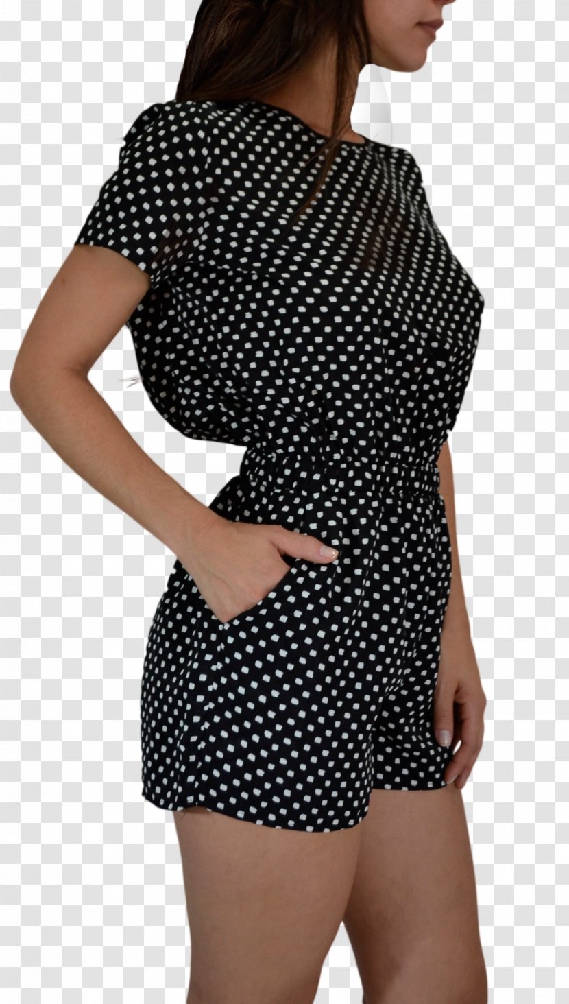Polka Dot Shoulder Dress Black M Transparent PNG