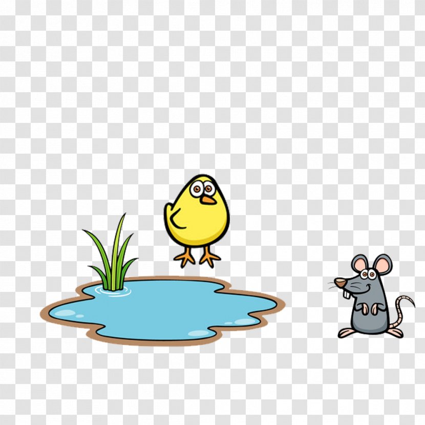 Pond Download Cartoon - Organism - Little Mouse And Chick Transparent PNG