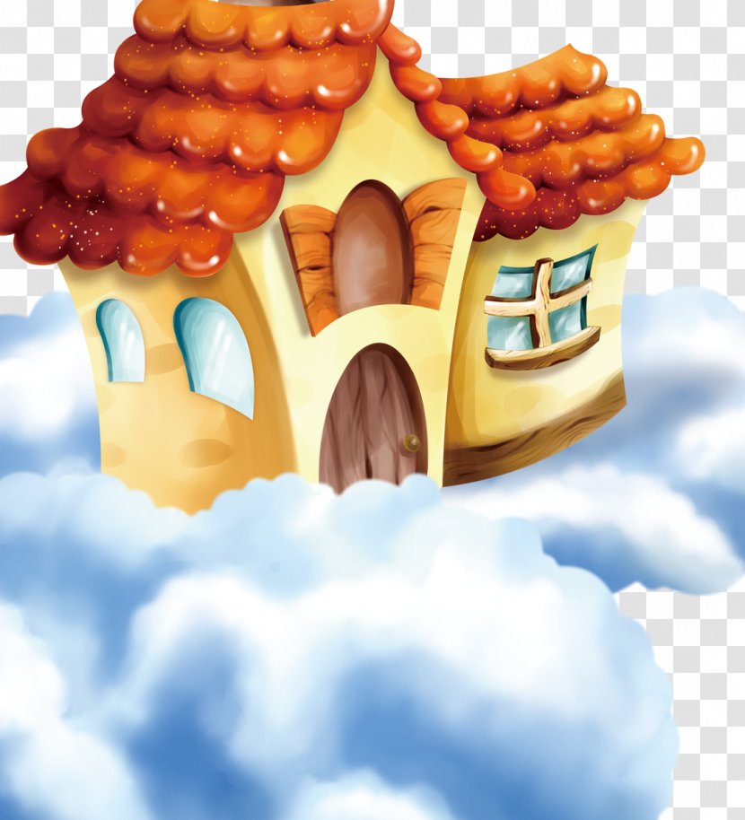 Watercolor Painting Motif Cartoon Texture - Color - Cloud House Transparent PNG