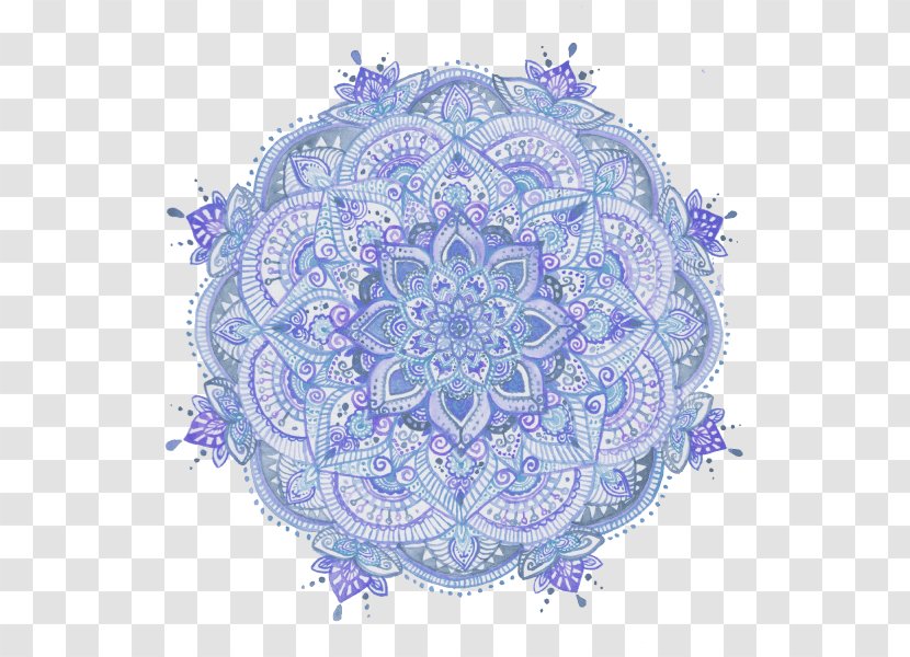 Mandala Watercolor Painting Blue-green - Placemat Transparent PNG