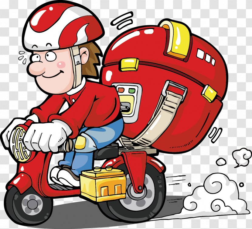 Take-out Fast Food Instant Noodle - Human Behavior - Cartoon Delivery Man Transparent PNG