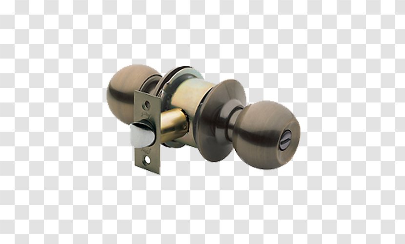 Bored Cylindrical Lock Lockset Remote Keyless System - Hardware - Antique Brass Transparent PNG