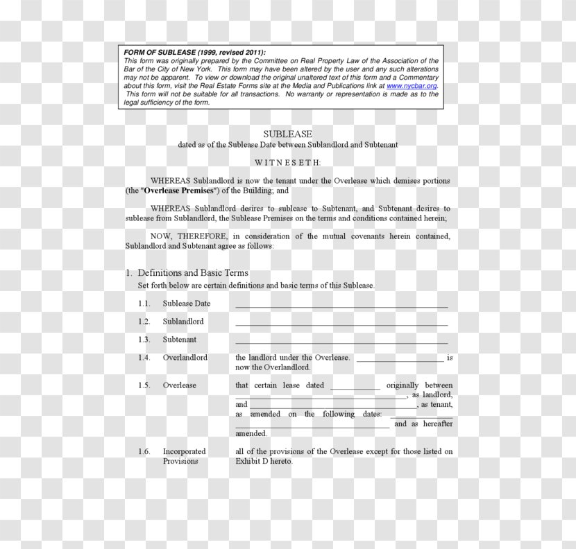 New York City Rental Agreement Document Contract Form - Surety - Lease Transparent PNG