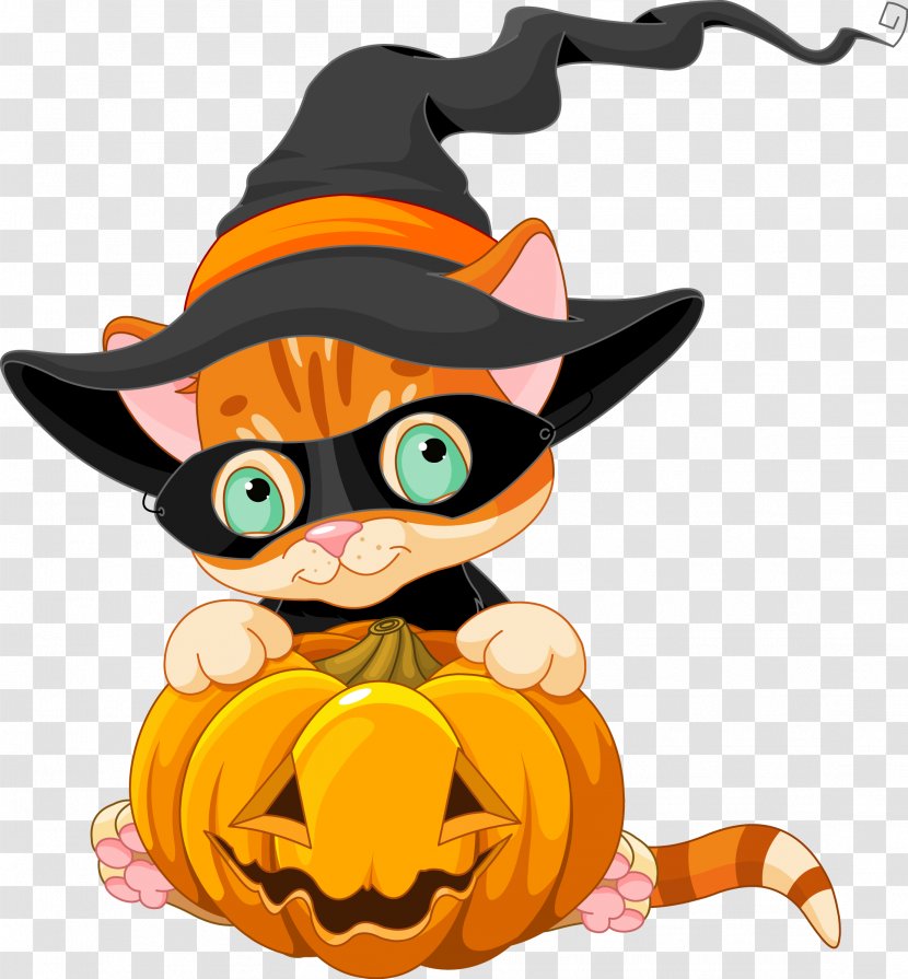 Halloween Jack-o'-lantern Clip Art - Small To Medium Sized Cats Transparent PNG