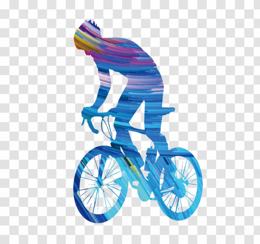 Bicycle Cycling Sport Sticker Decal - Electric Blue - Man Riding A Transparent PNG