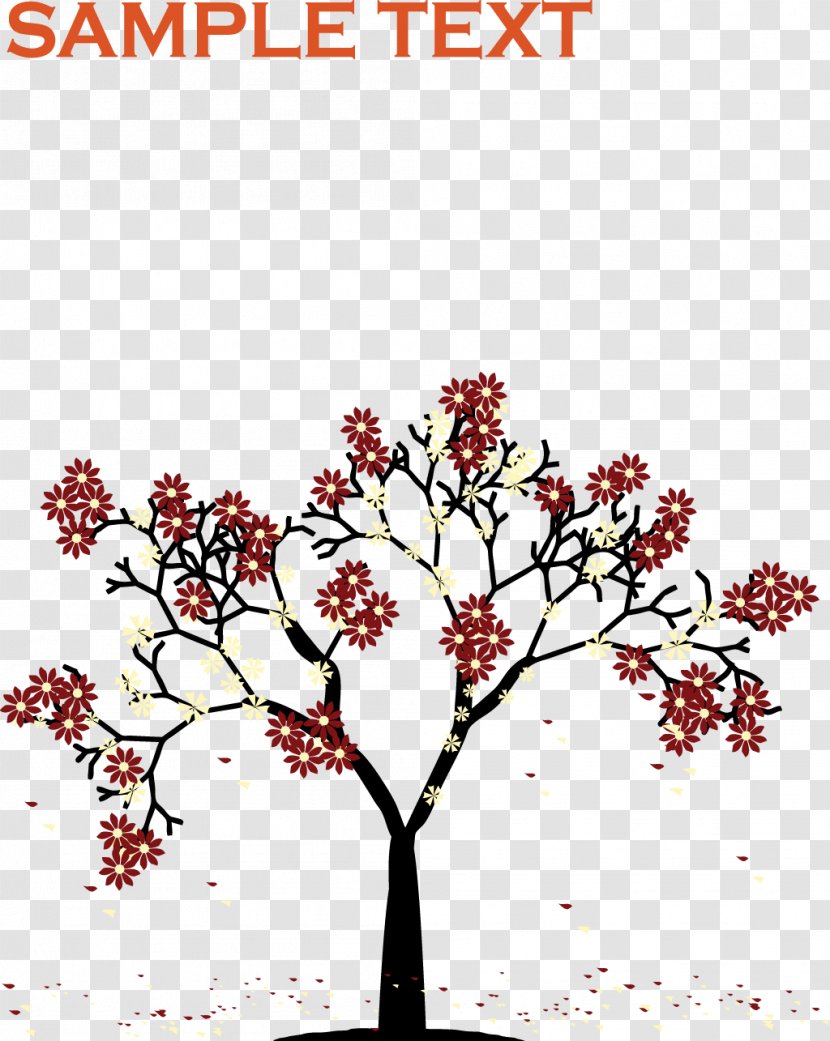 Vector Plum Tree - Cherry Blossom - Illustration Transparent PNG