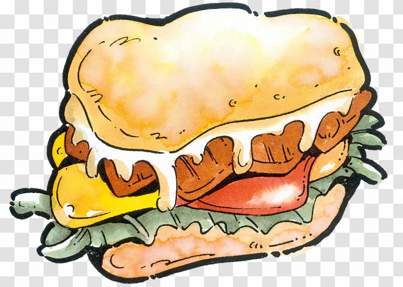 Hamburger Beefsteak Birthday Cake Food Illustration - Cartoon - Burger Hand Painted Transparent PNG