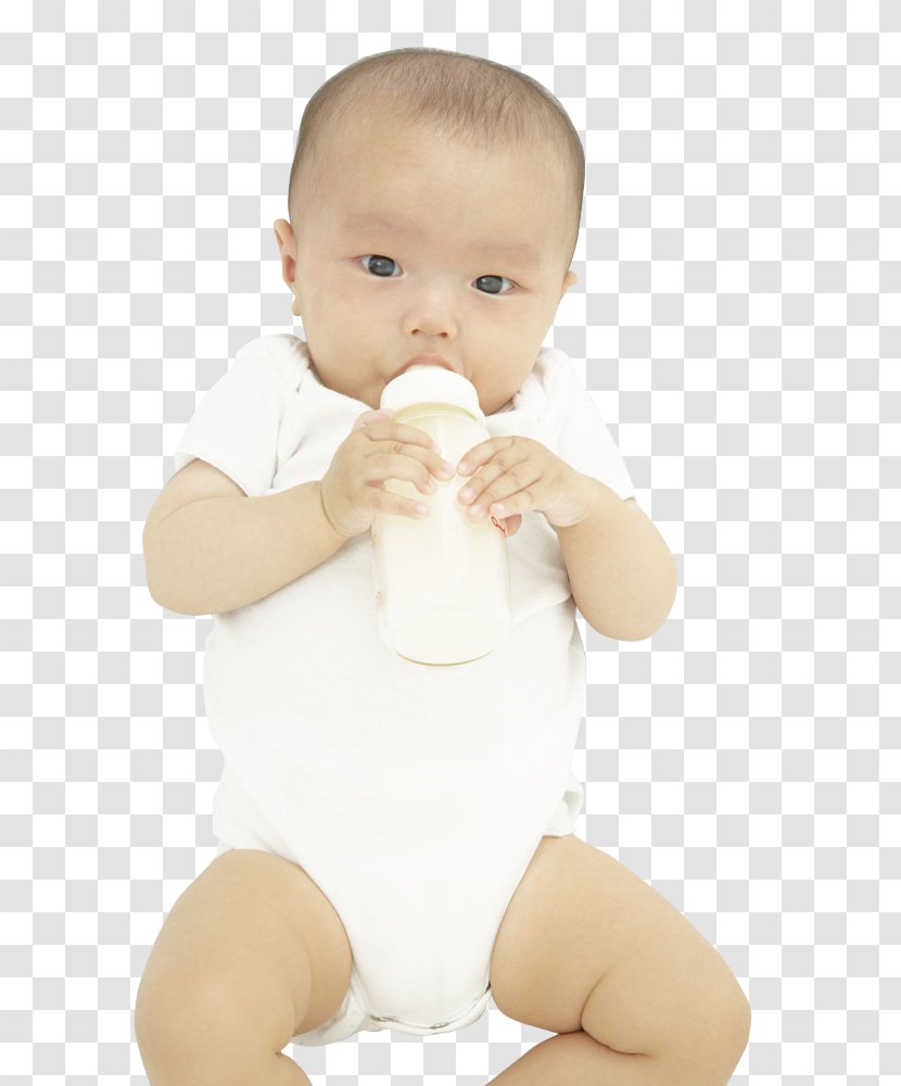 Milk Infant Child Drinking Breastfeeding - Sleeve - Cute Little Baby Holding A Bottle Of Transparent PNG
