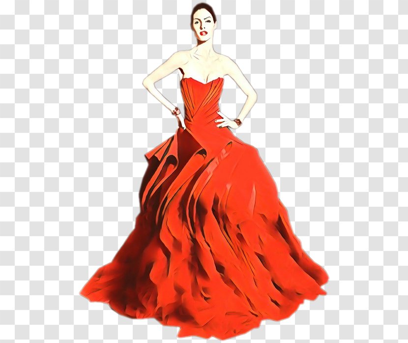 Wedding Illustration - Red - Cocktail Dress Peach Transparent PNG