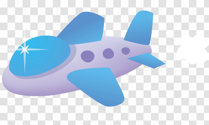 Airplane Blue Cartoon Aircraft - Watercolor Painting Transparent PNG