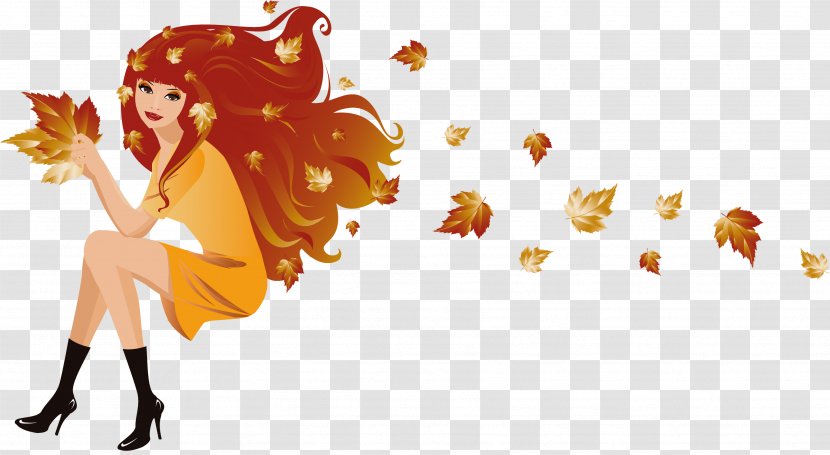 Autumn Woman Clip Art - Flower Transparent PNG