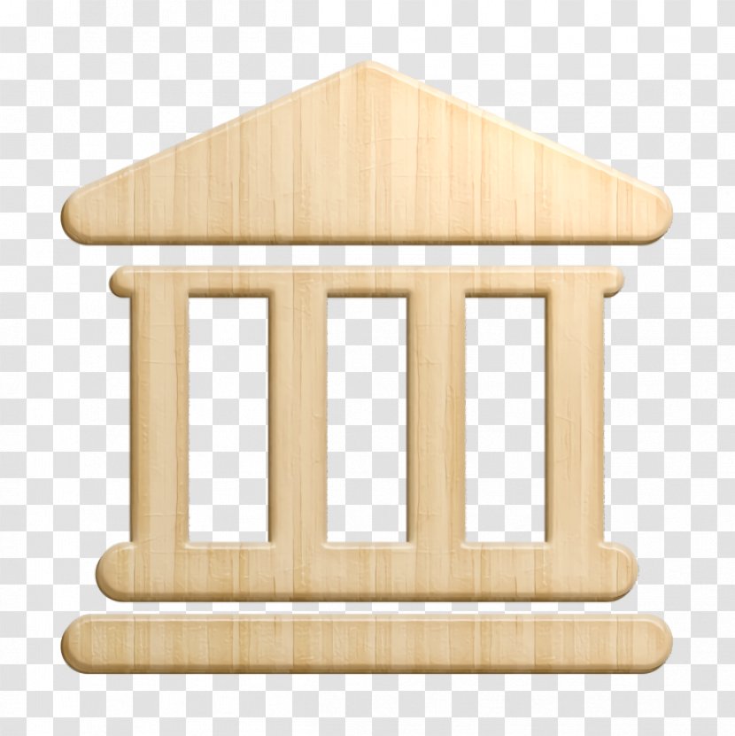 Office Set Icon Bank Building Banking - Wooden Block Wood Transparent PNG