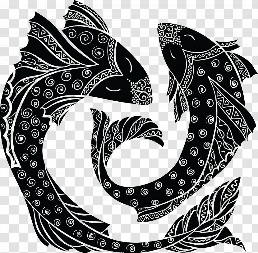 Pisces Astrological Sign Symbol Zodiac Astrology - Monochrome Photography Transparent PNG