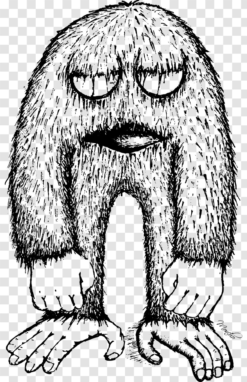 Bigfoot Drawing Black And White Clip Art - Cartoon - Monster Transparent PNG