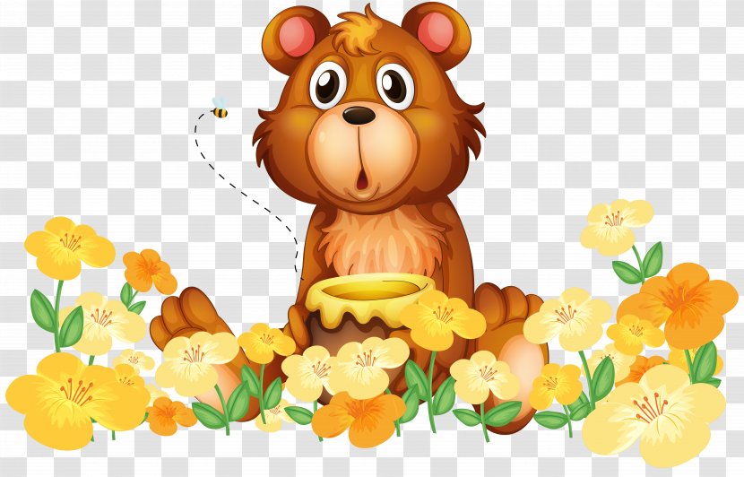 Brown Bear Bee Honey - Heart - Beehive Transparent PNG