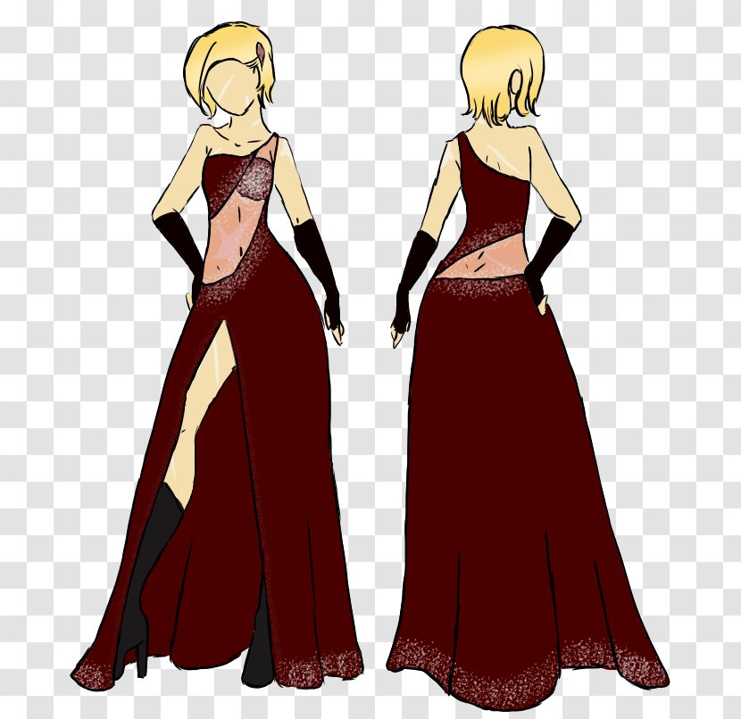 Gown Cartoon Maroon Outerwear - Watercolor - Who's Afraid Of The Big Bad Wolf Transparent PNG
