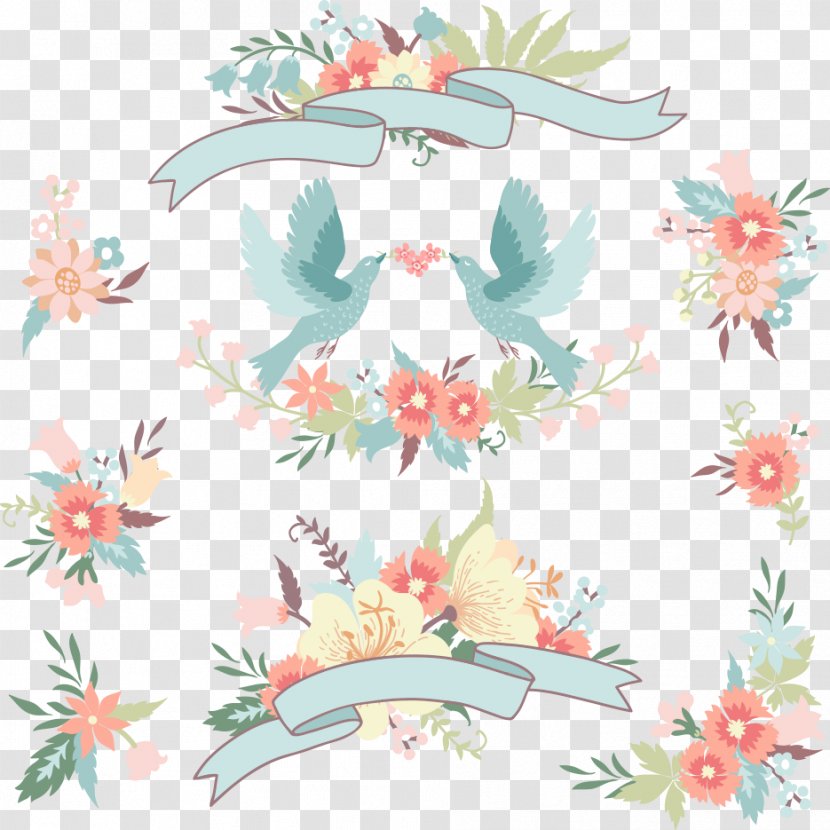 Wedding Invitation Flower - Floral Design - Vector Love Birds Flowers Transparent PNG