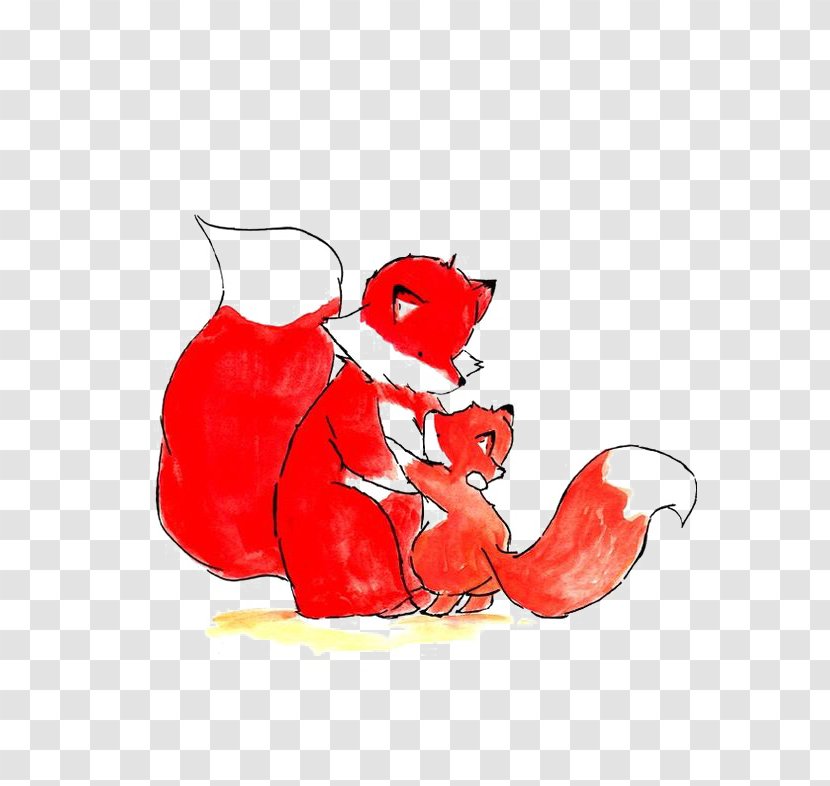 Paper Drawing Watercolor Painting Illustration - Cartoon - Red Fox Transparent PNG