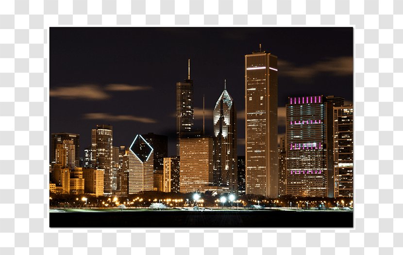 Fototapet Wallpaper Shutterstock Photograph Fresco - Night - Chicago Skyline Transparent PNG