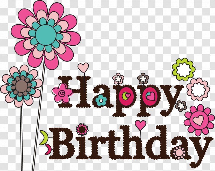 Floral Design Happy Birthday Illustration Image Transparent PNG