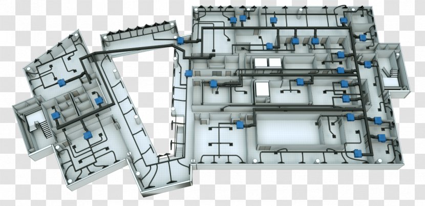 3D Floor Plan Building Automation HVAC - Design - Cad Transparent PNG