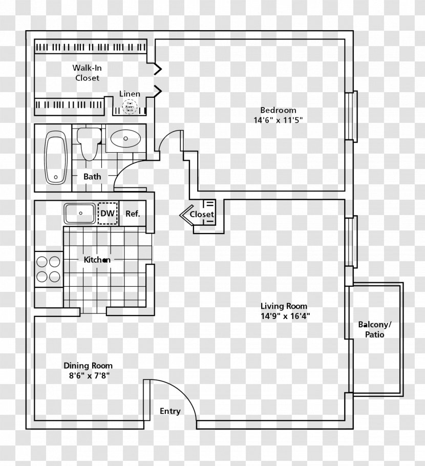 Colony Club Apartments And Townhomes Floor Plan Townhouse - Closet Transparent PNG