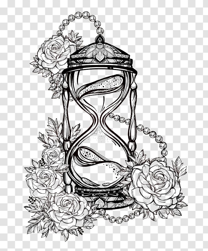 Drawing Hourglass Sketch - White - Rose Lines Transparent PNG