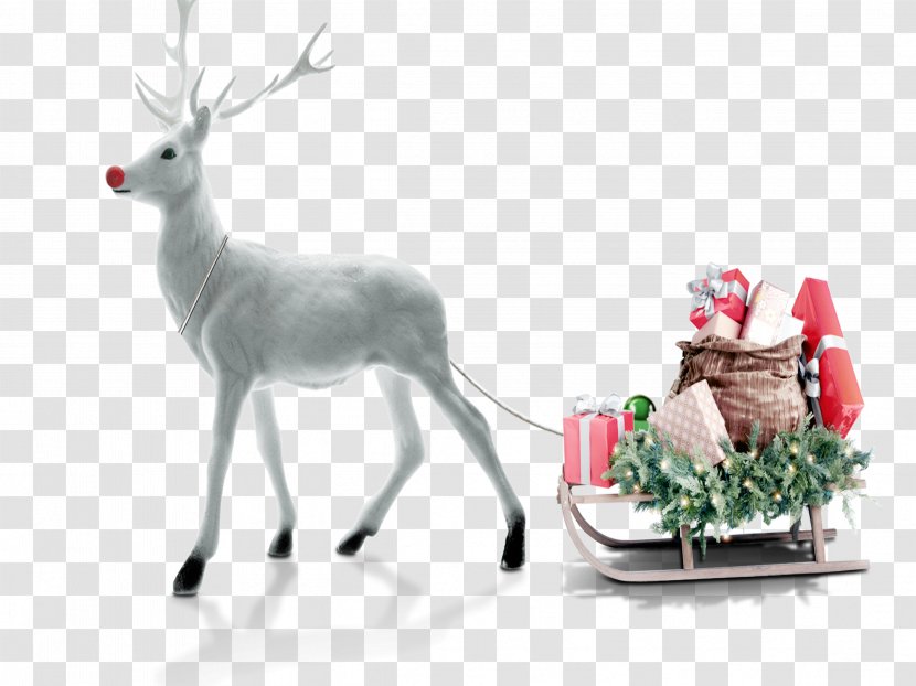 Santa Claus Deer Christmas Sticker Gift - Garland Transparent PNG