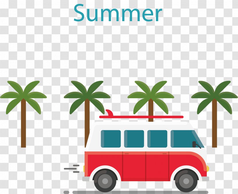 Euclidean Vector - Brand - Hand-painted Summer Coconut Tree Ambulance Poster Transparent PNG