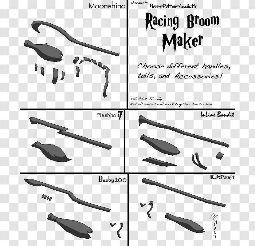 The Wizarding World Of Harry Potter Broom Muggle Fandom - Monochrome Transparent PNG