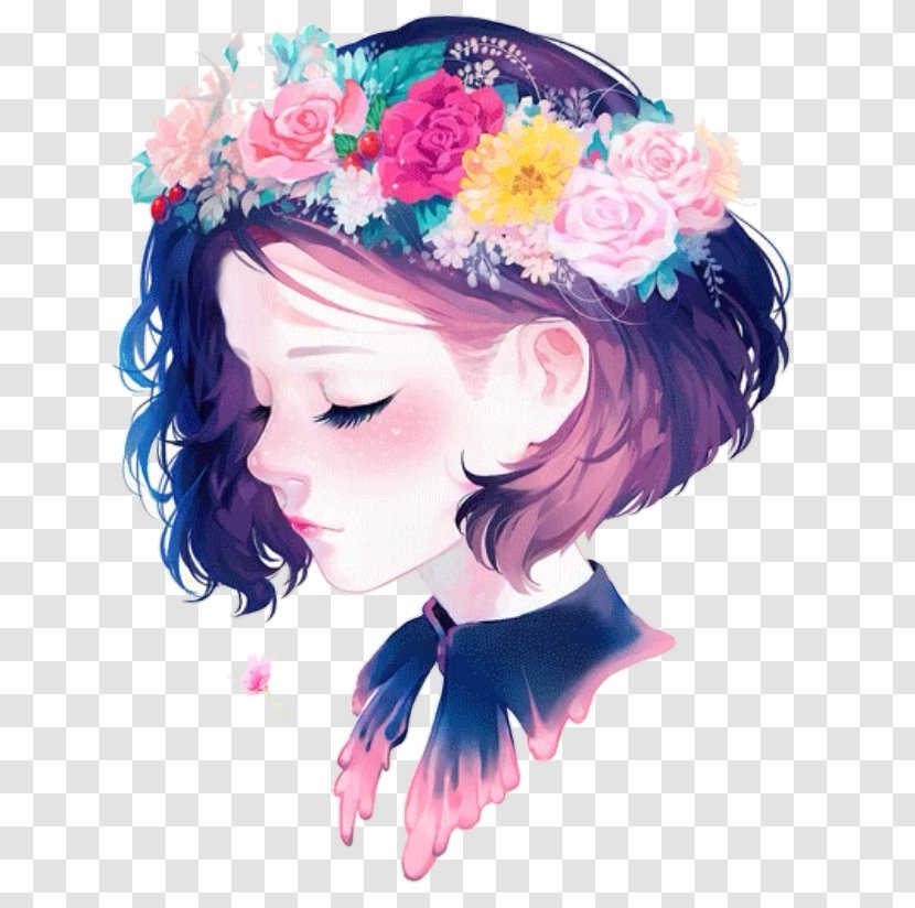 Drawing YouTube Art - Frame - Women With Flower Transparent PNG
